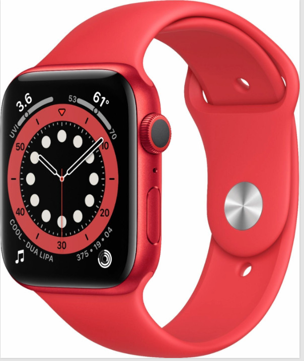 Apple Watch Series 6 44mm Red Aluminum Case with Red Sport Band (GPS)