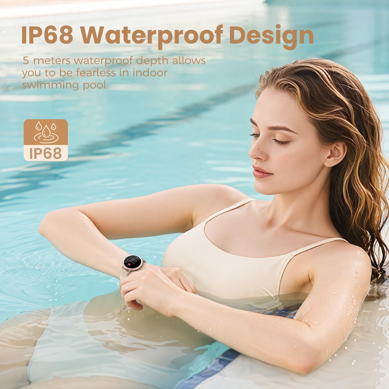 Smart Watch Women Android iPhone Fitness Tracker Call Heart Rate SpO2 IP68