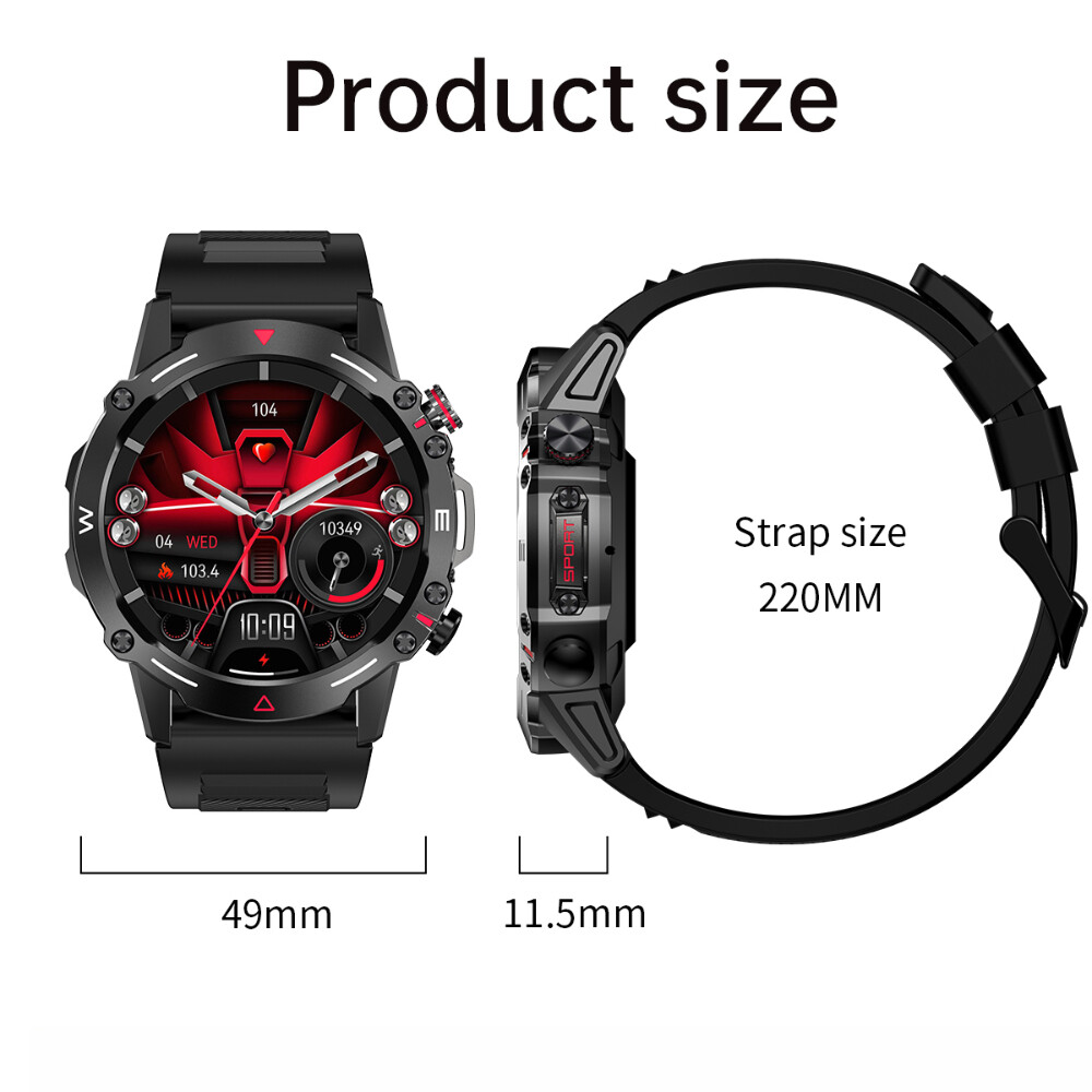2025 Military AMOLED Smart Watch Bluetooth Call NFC Rugged Sport Fitness Tracker