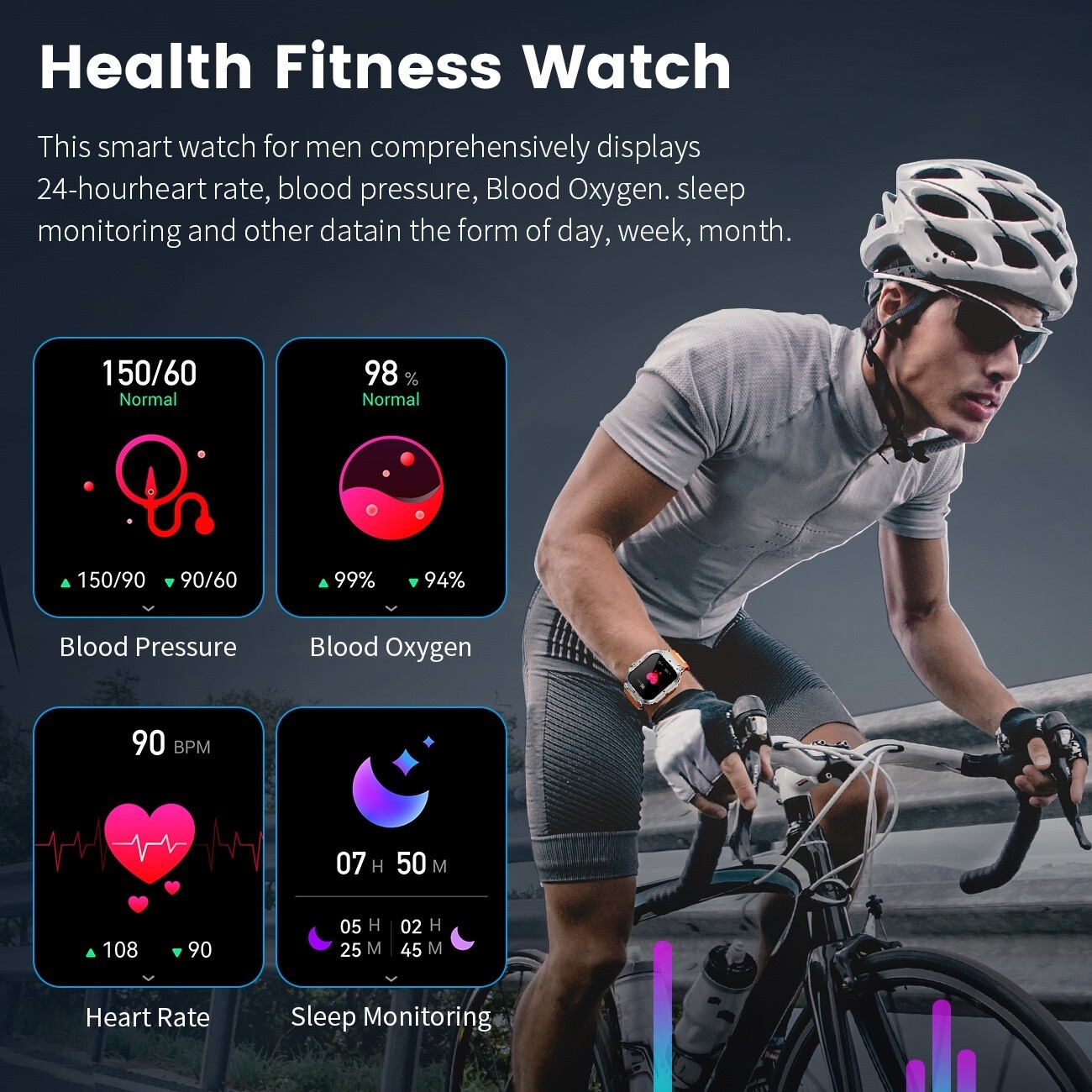 Smart Watch Men Women Rugged Sport Waterproof Heart Rate for iOS Android Samsung