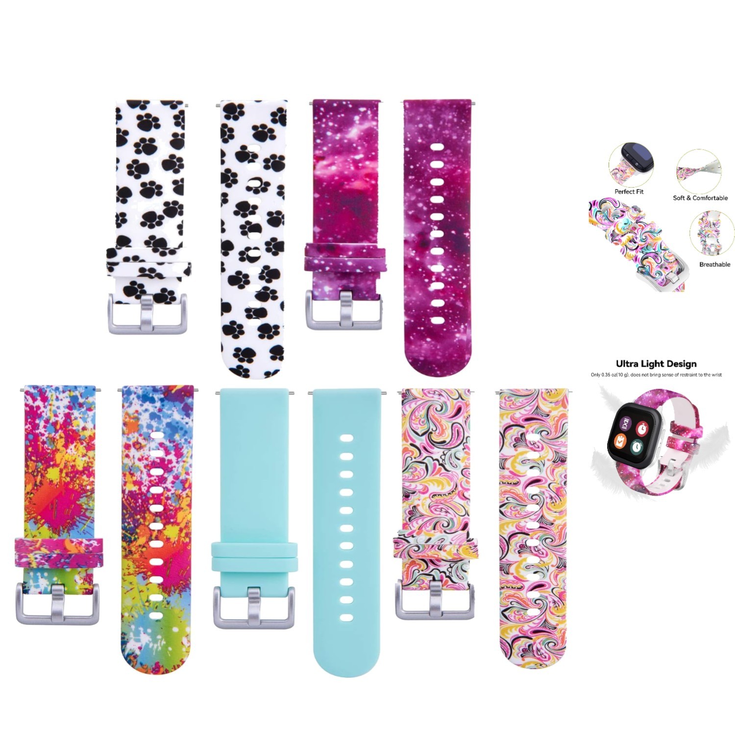 Pack of 5 Colorful Adjustable Bands for Gizmo Watches – Perfect for Small Wrists