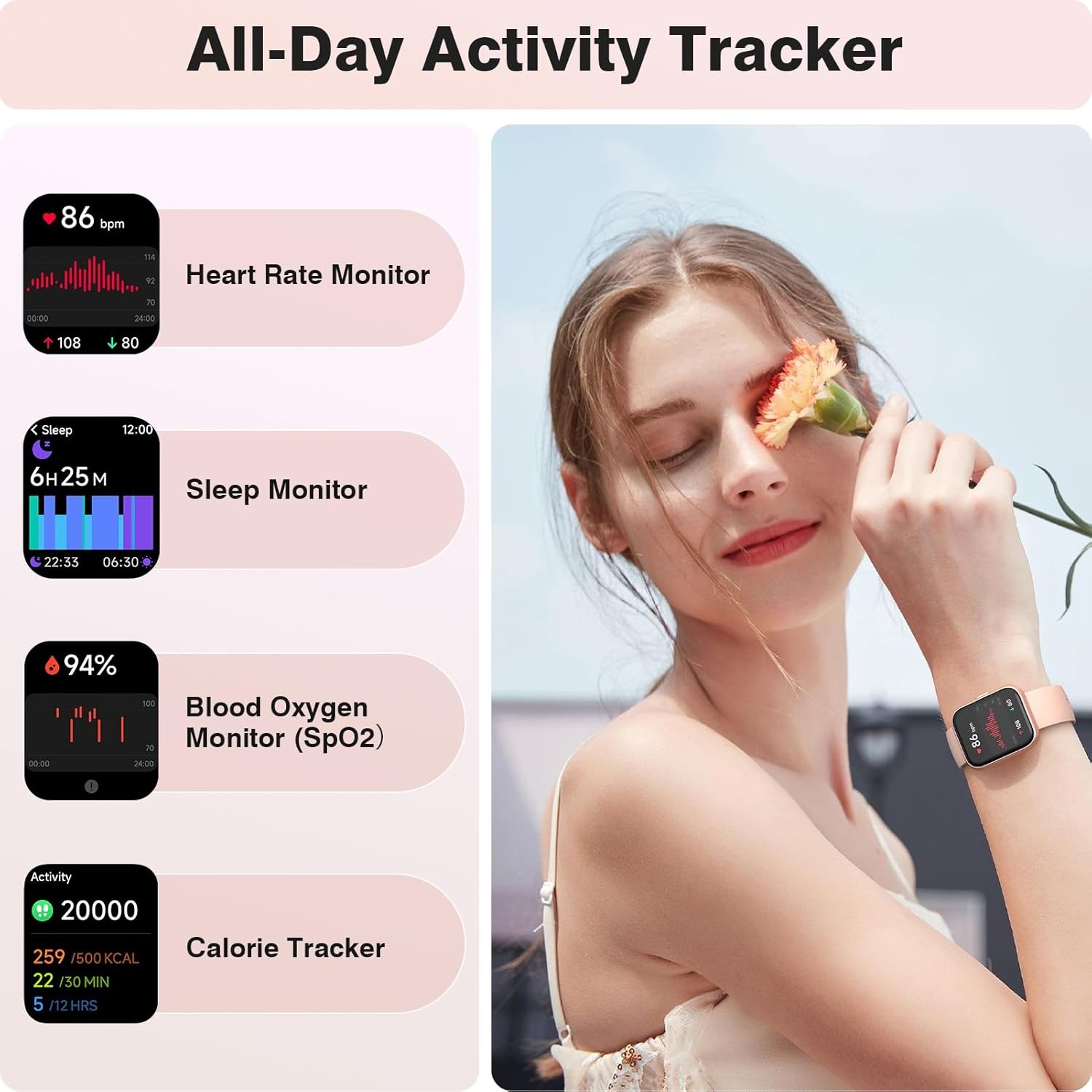 Fitpolo Smart Watch for Women Android iPhone 1.8” Touch Screen Alexa Fitness