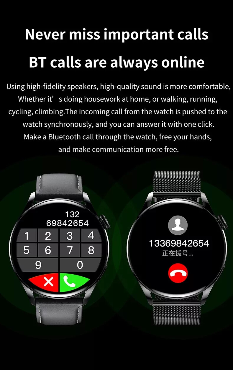 Smartwatch 1.28″ Round Screen Waterproof Fitness Tracker Android Smart Watch
