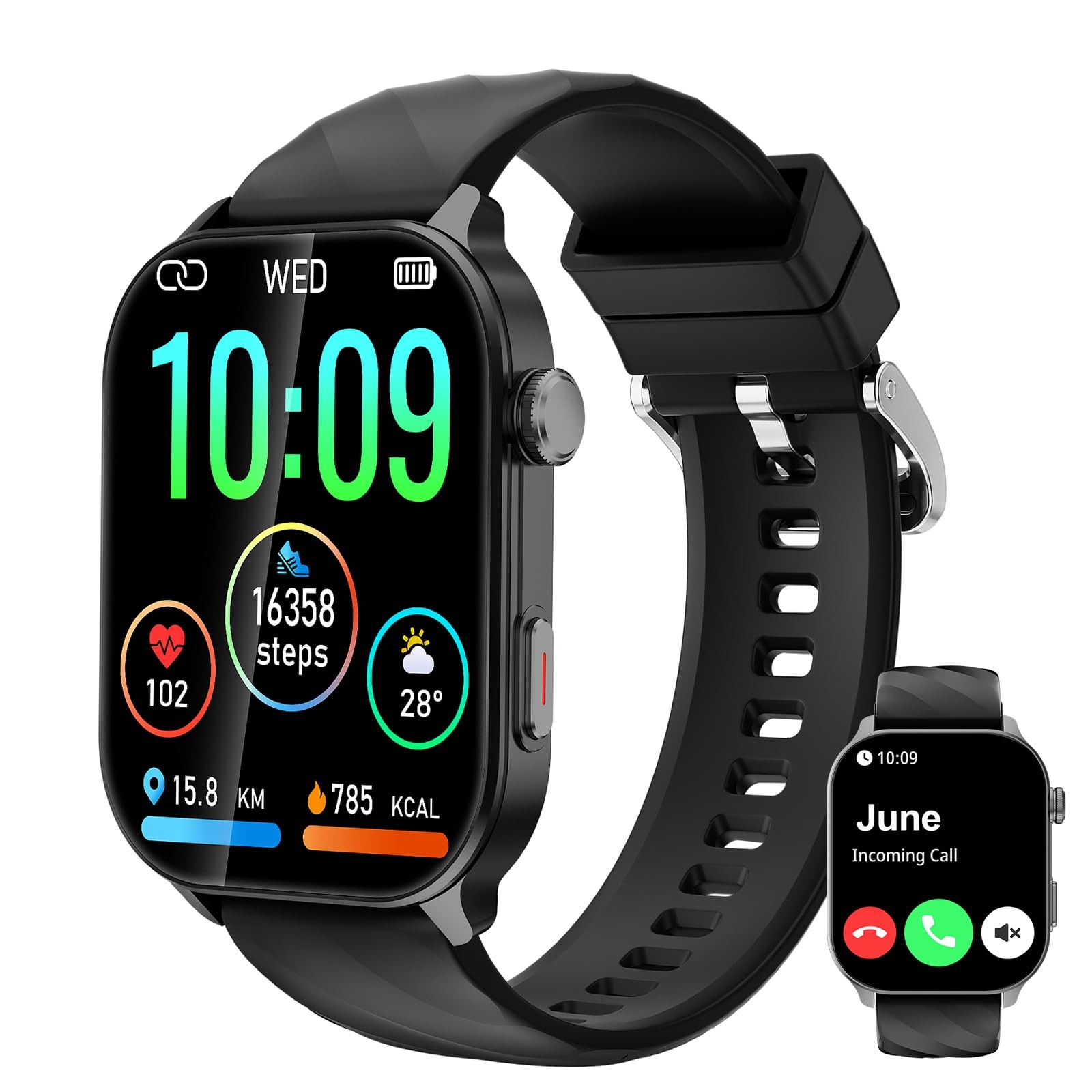 for Men (Answer/Make Calls), with Built-in GPS, 2.1″ HD Screen, Heart Rate/Sl…