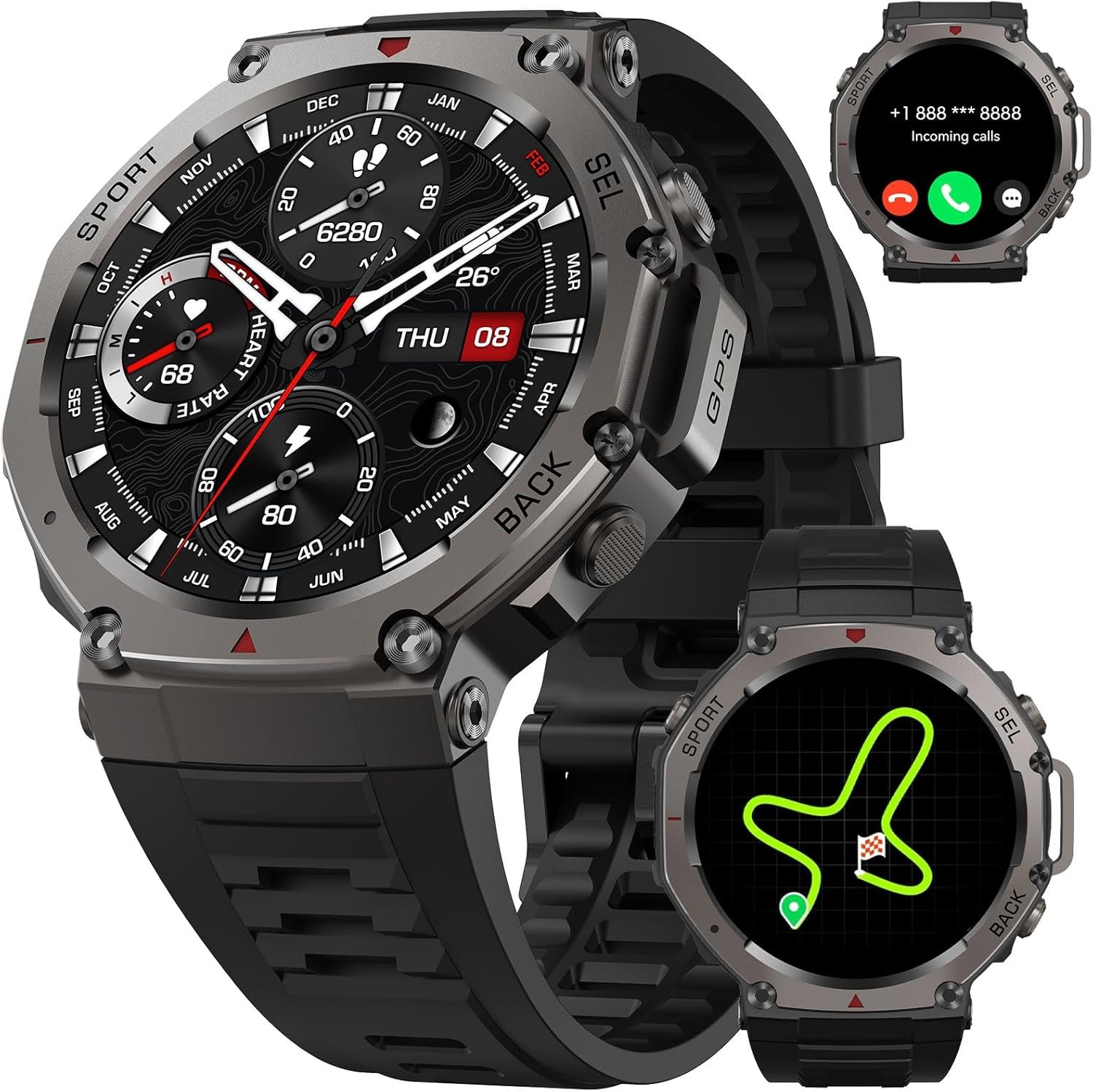 GPS Sports Smartwatch AMOLED 50M Waterproof Heart Rate – NEW