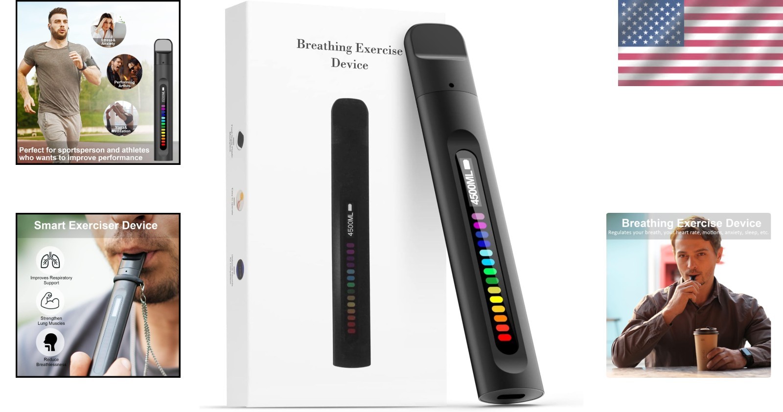 Breathing Exercise Device, Portable Breathing Training Device for Better Brea…