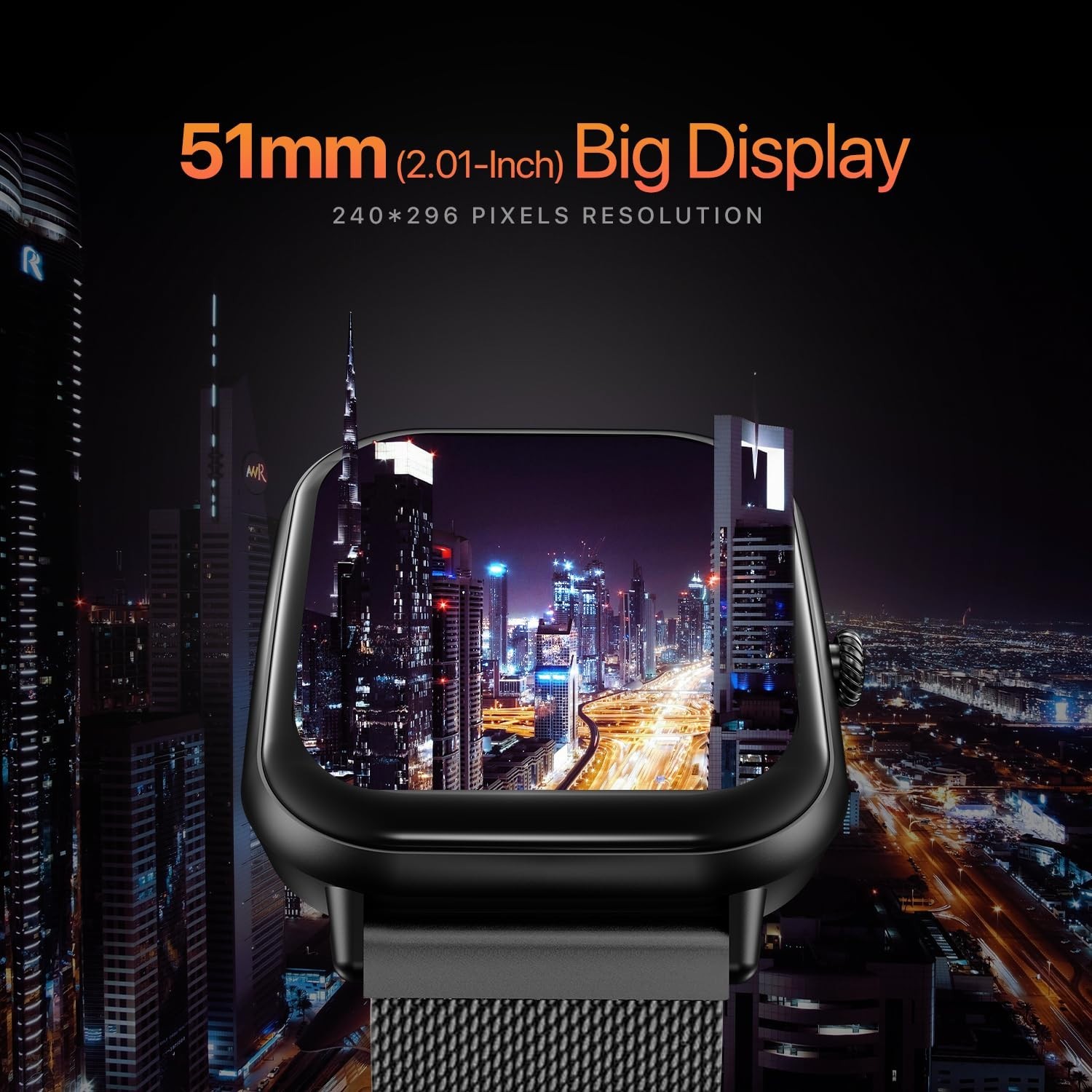 Fire-Boltt Ninja Smart Watch 42.9 mm | Bluetooth Calling | 100 Sports Modes | FS