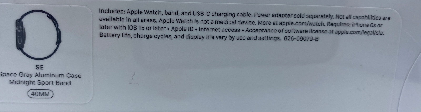 Apple Watch SE (GPS) 40mm Space Grey Aluminium Case with Midnight Sport Band