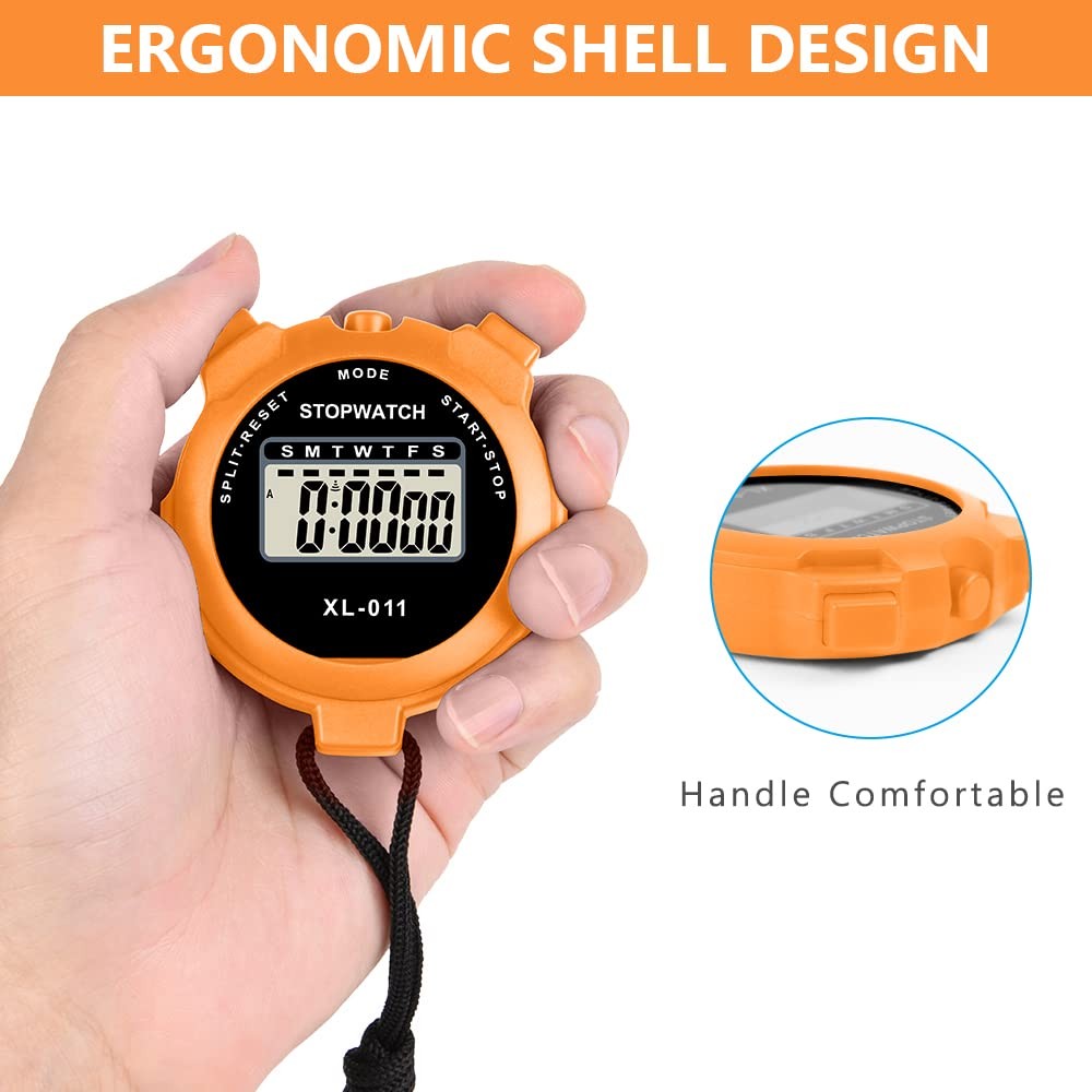 Large Display Digital Sports Timer Stopwatch 12/24 Hour Clock Alarm for Coaches