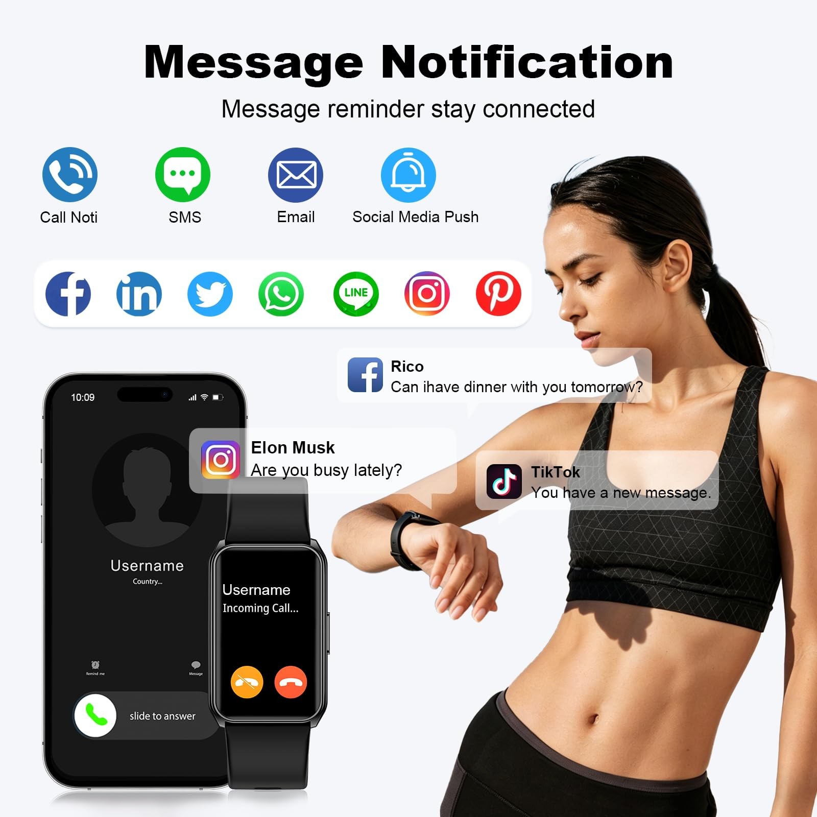 Fitness Tracker Watch Heart Rate Blood Oxygen Sleep Monitor IP68 Waterproof S…