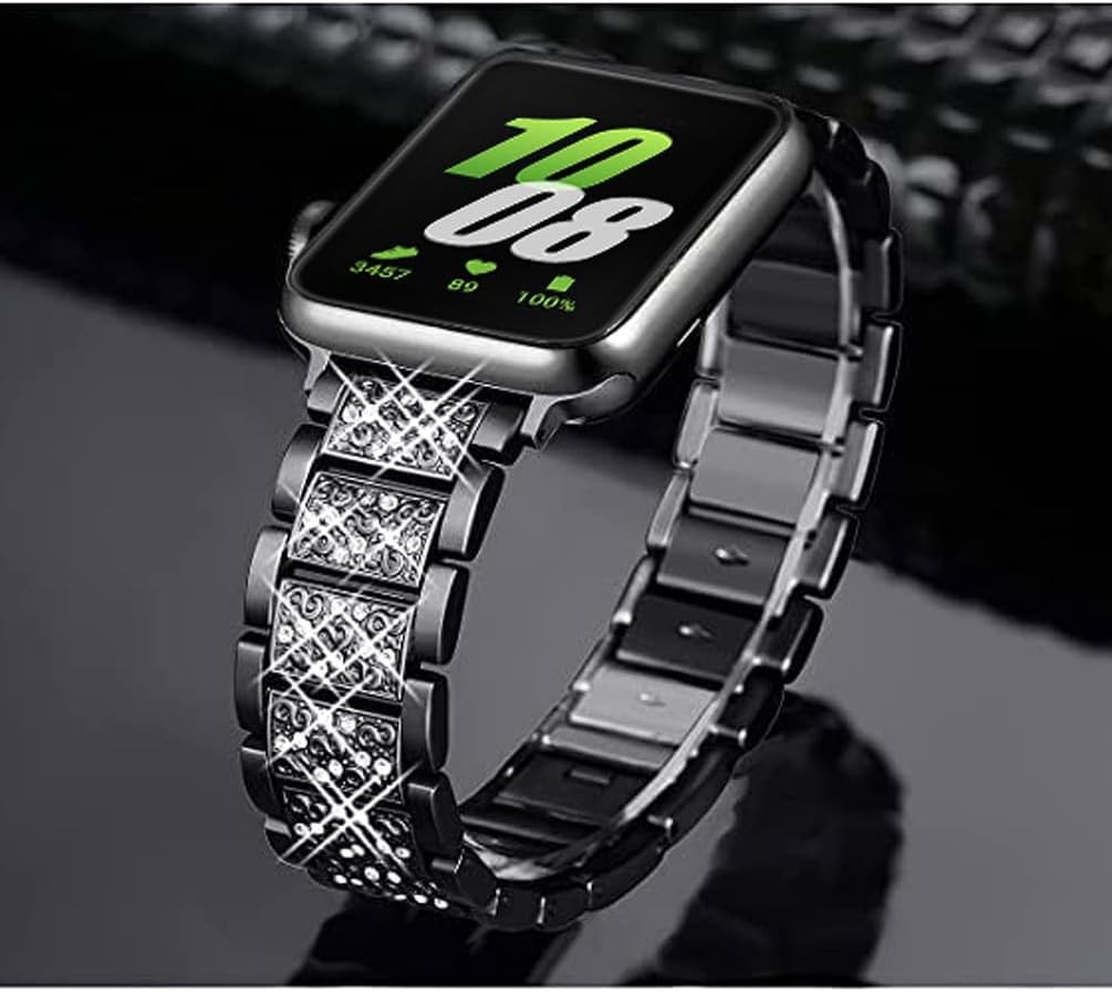 Jewelry Replacement Bracelet Band for Samsung Galaxy Fit3 SM-R390 Black Metal Bl