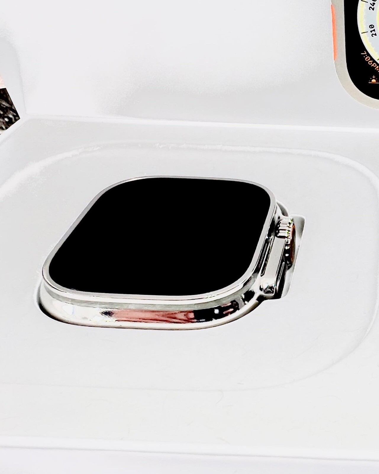 Custom Diamond Polished 49MM Apple Watch ULTRA 2 with Orange Loop Band LTE GPS