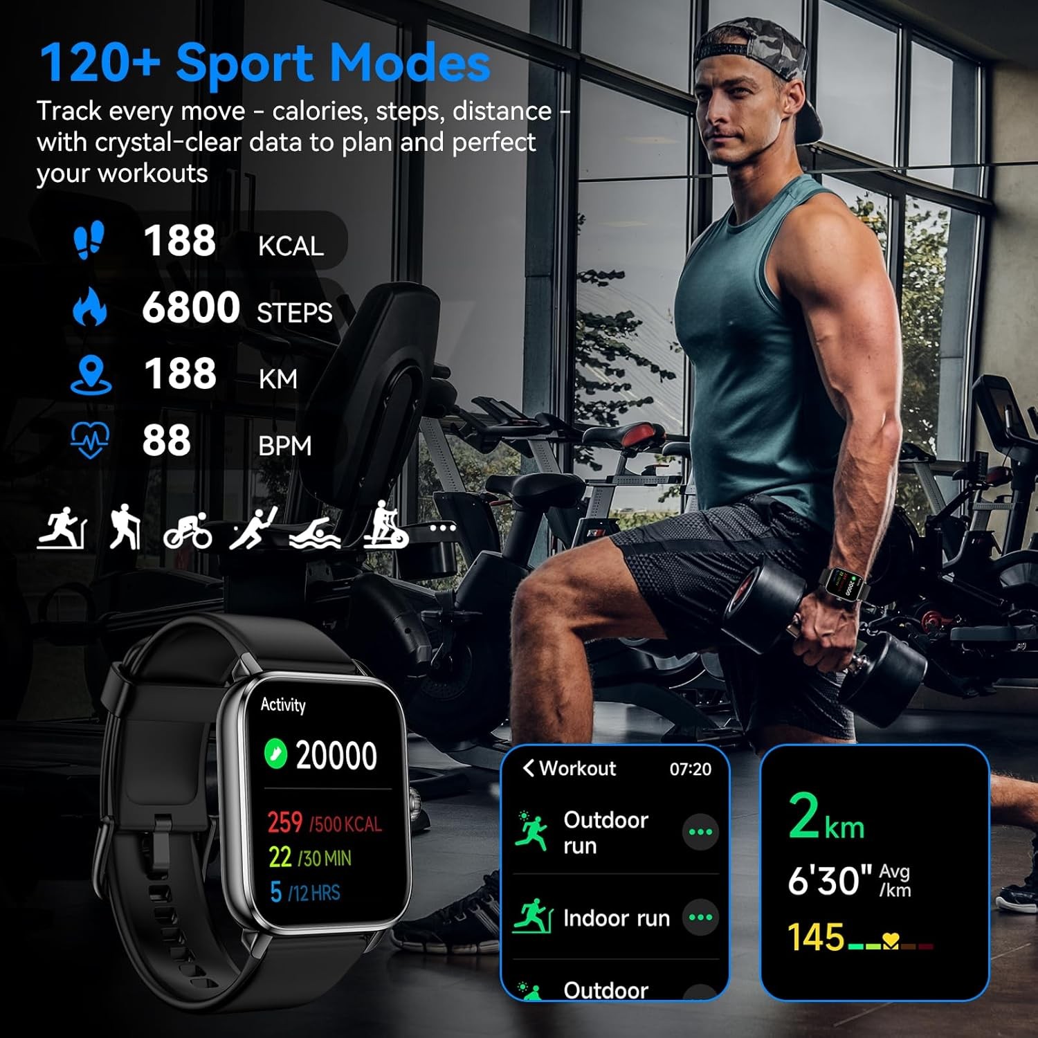 Smart Watches for Men Women with Alexa Built-in, Bluetooth Call, Android/iPhone