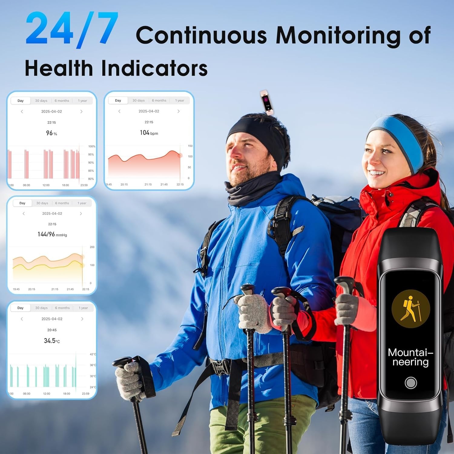 Daily Health & Fitness Tracker Smart Watch with AMOLED Screen – Waterproof