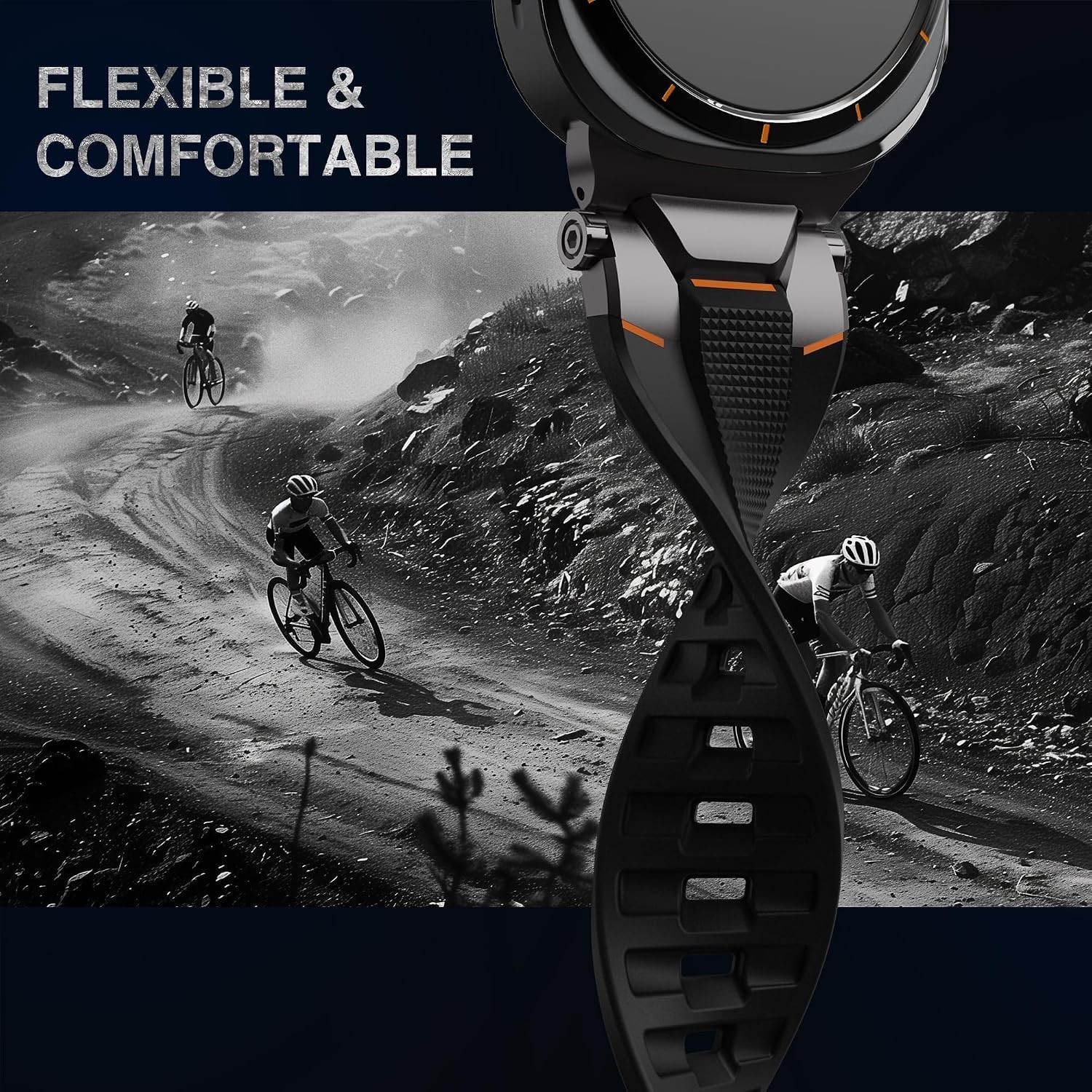Premium TPU & Metal Black Strap for Samsung Galaxy Watch Ultra 47mm – Rugged Des