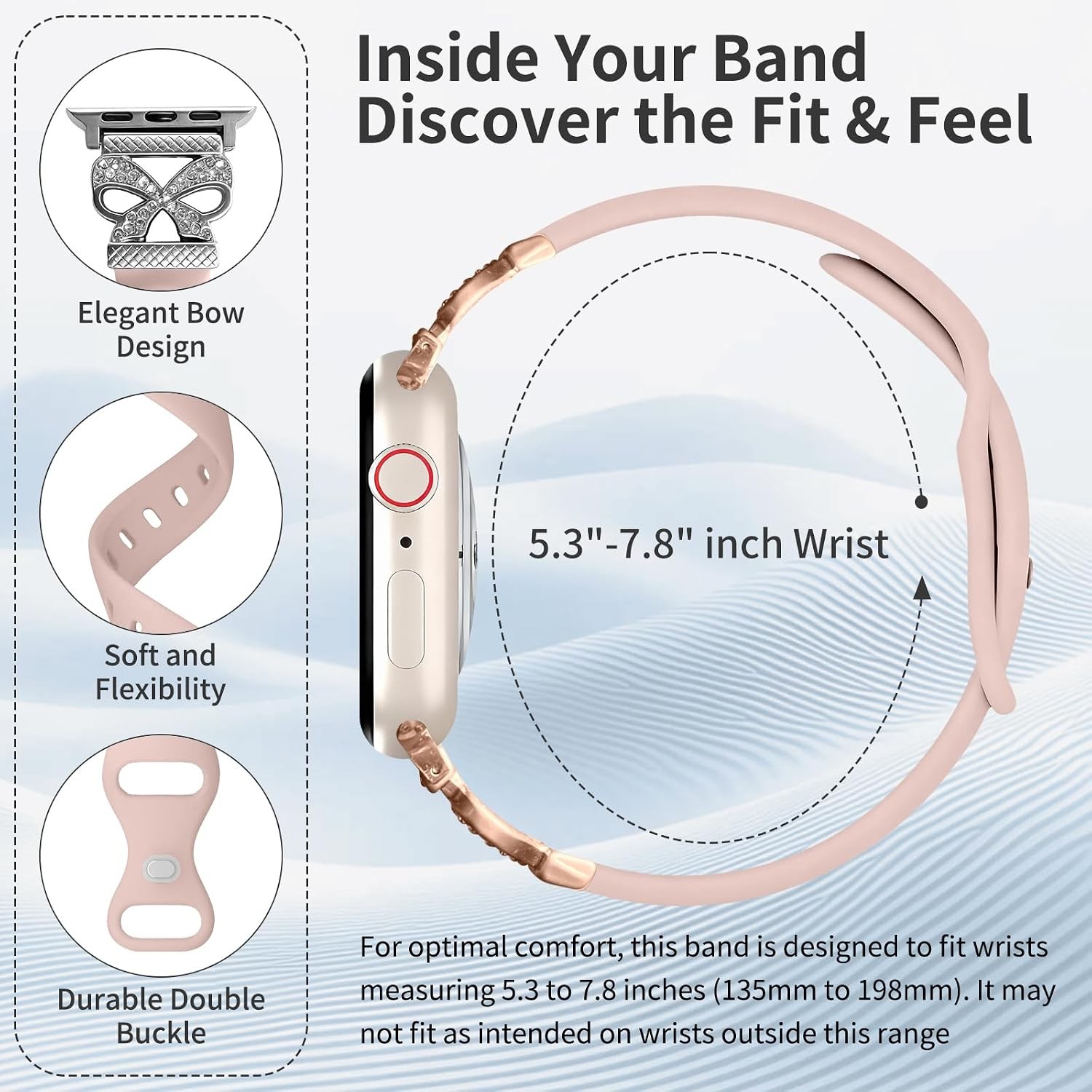 Pink Slim Silicone Band for Apple Watch Series 10, Compatible with 38/40/41mm