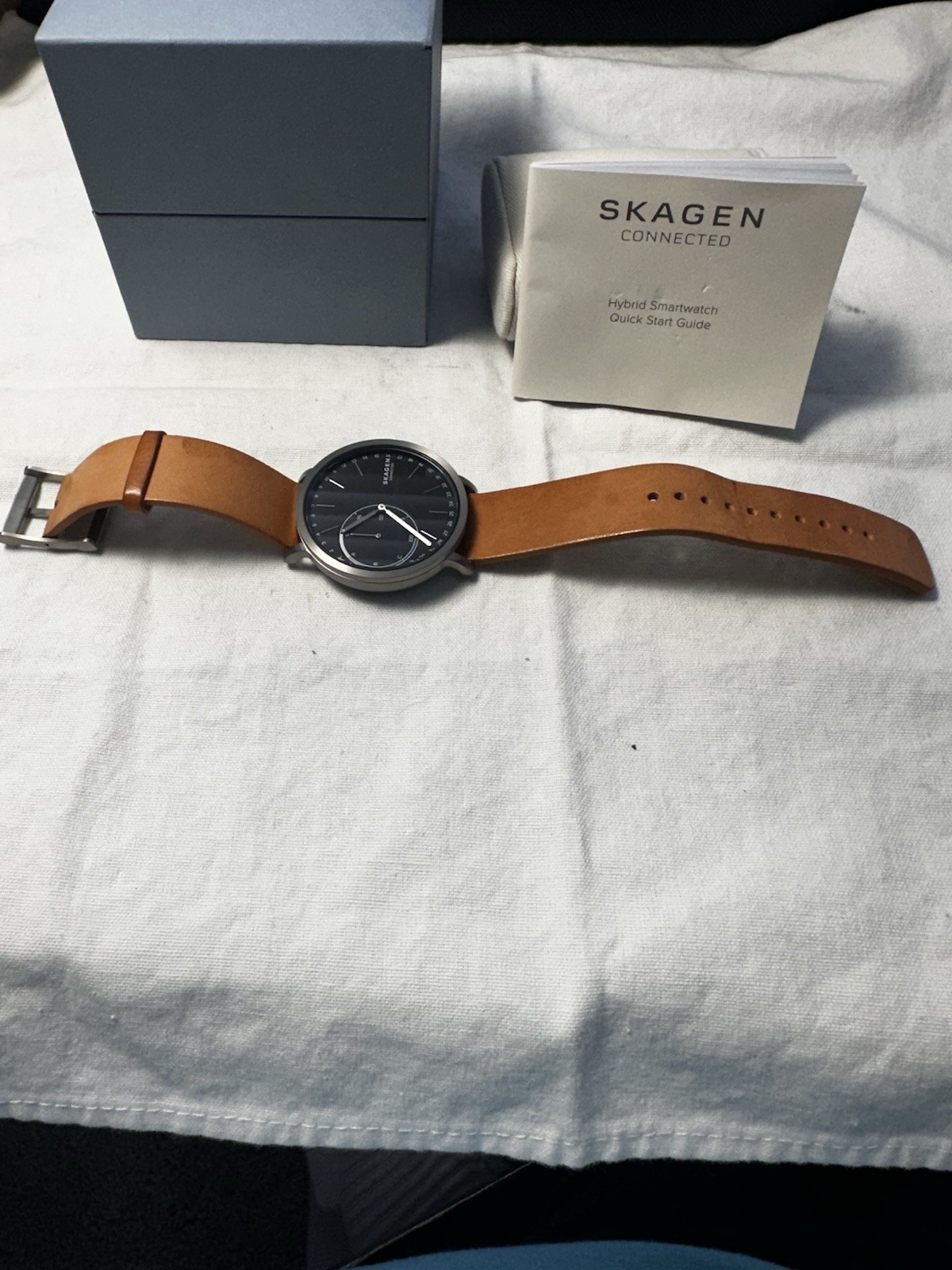 Skagen Connected Hybrid Smartwatch 42mm Silver Stainless Case Brown Leather Band