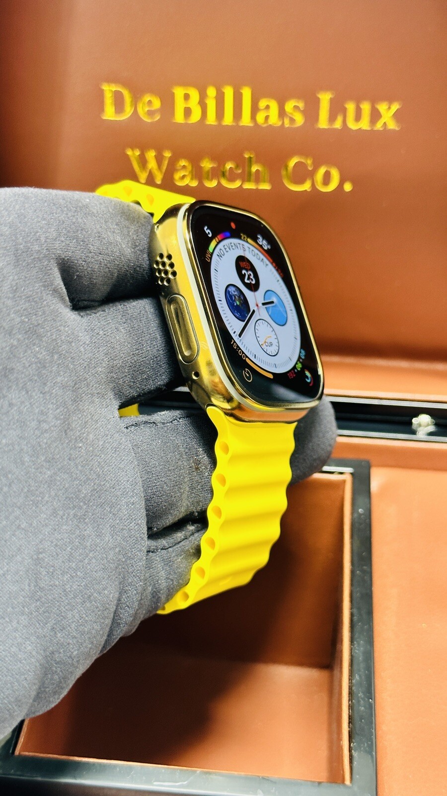 49MM Apple Watch ULTRA Custom Polished GOLD with Yellow Ocean Band