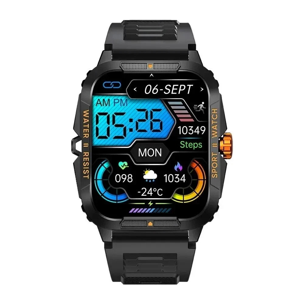 1.96″ Bluetooth Smart Watch Fitness Tracker for iPhone Android Heart Rate IP67