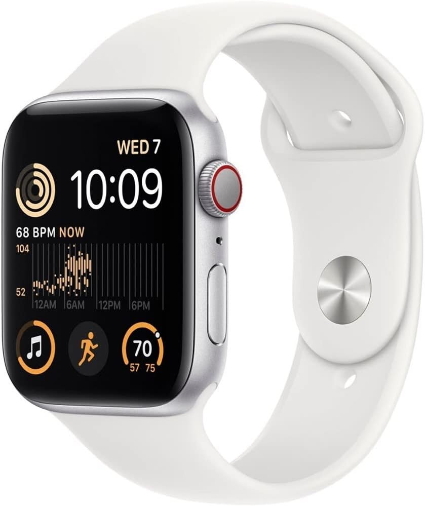 Apple Watch (GPS+LTE) Series SE 2nd Gen 44mm Aluminum Case White Sport Band