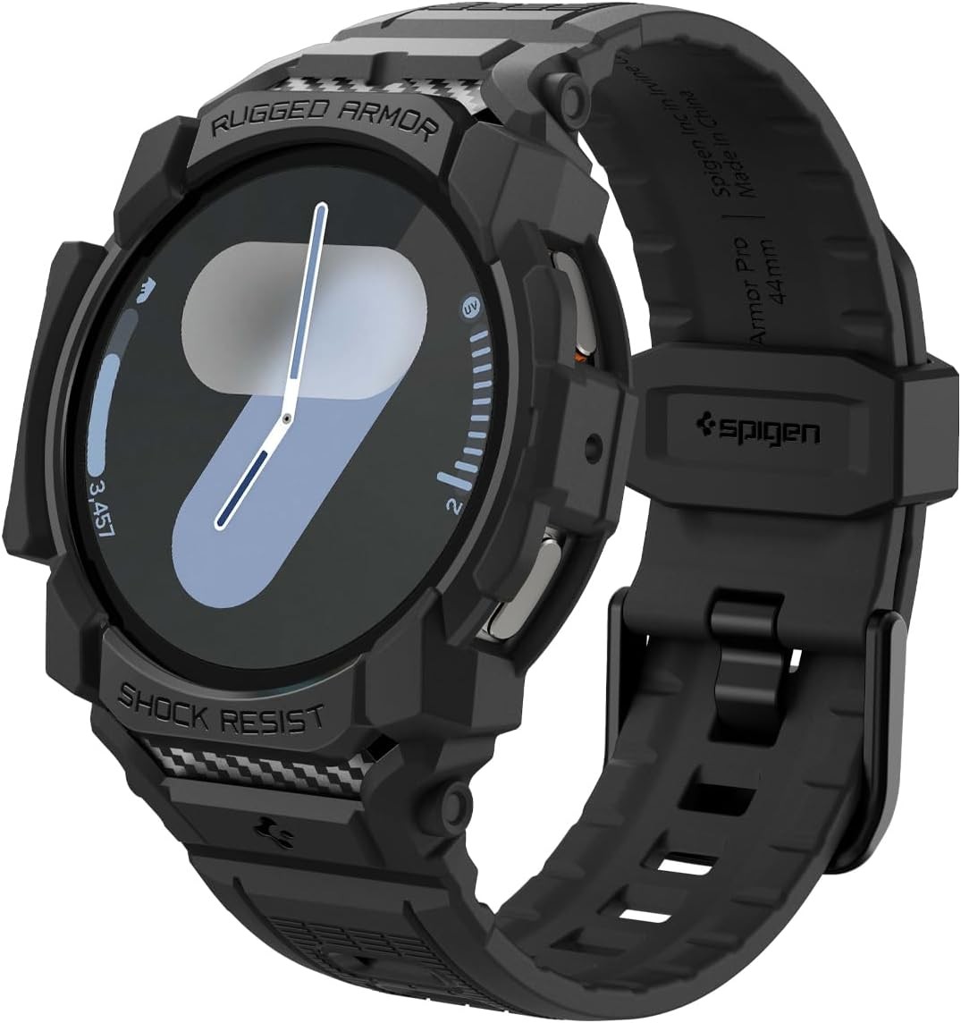 Rugged Armor Pro Case for Samsung Galaxy Watch 7 44mm with Band – Matte Black