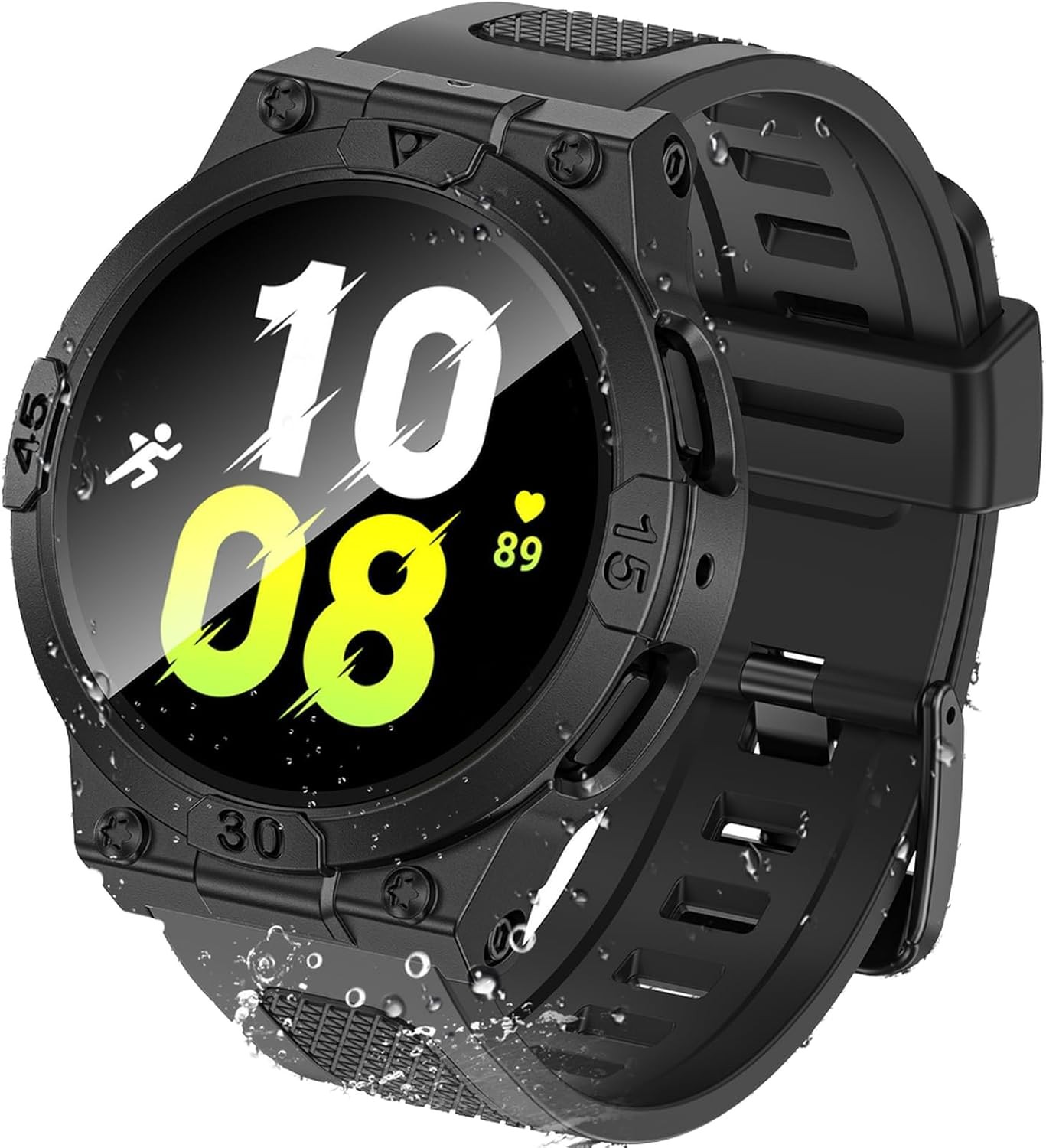 Goton 3-in-1 Waterproof Case and Band for Samsung Galaxy Watch 40mm 44mm, 360° C