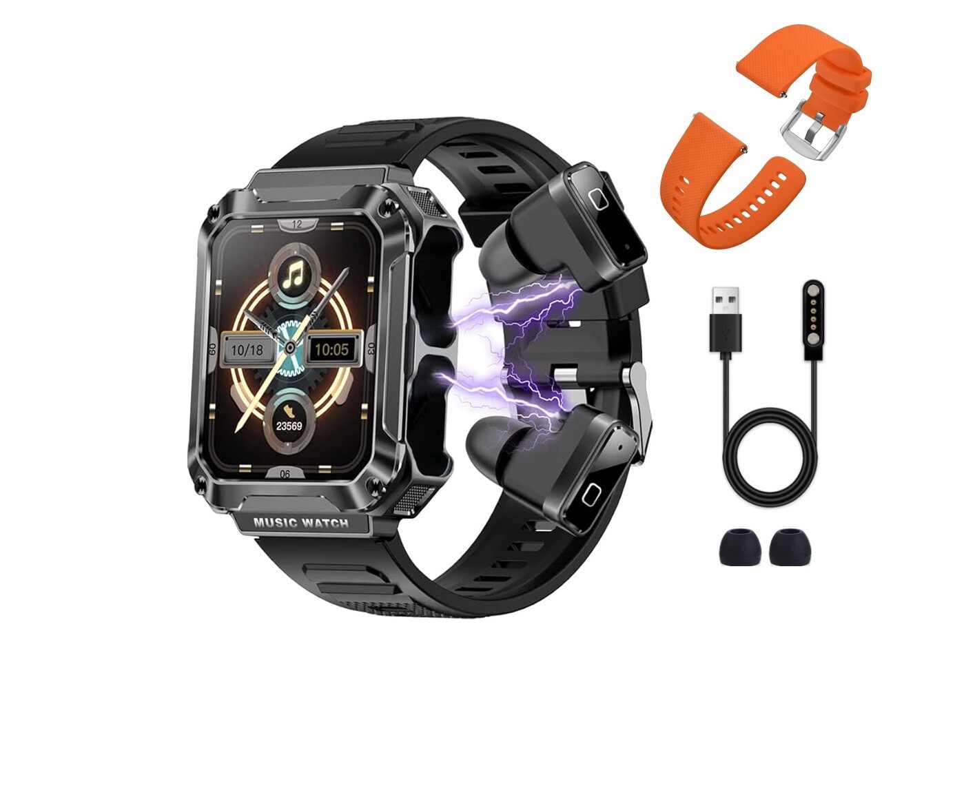 3 in 1 Bluetooth Smart Watch for Android iPhone Military Fitness Tracker Watch