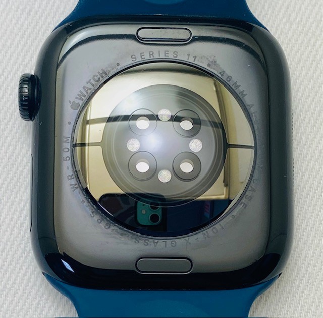 Apple Watch Series 11 46mm GPS Jet Black Case w Blue Sport Band S/M MEUX4LW/A