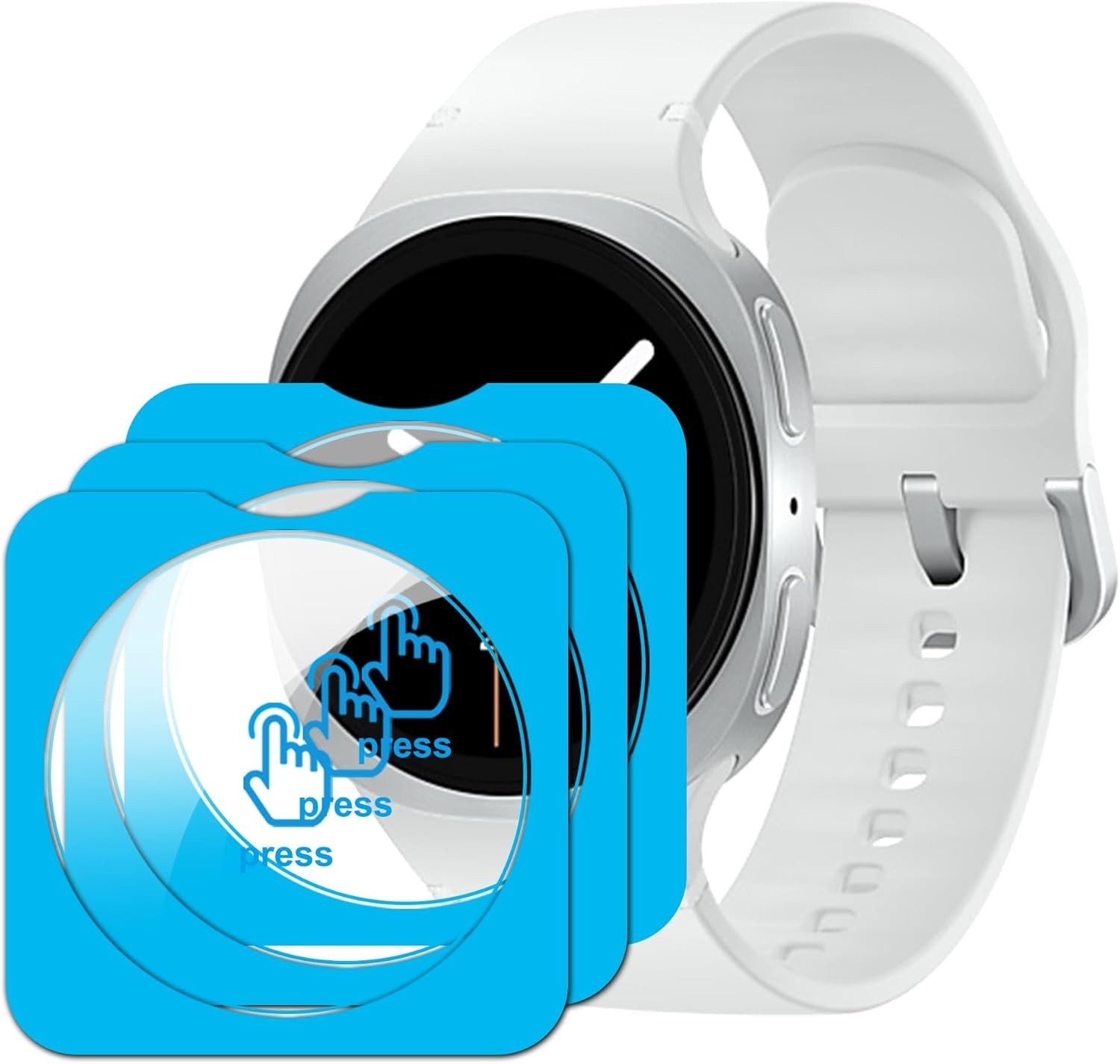 3 Pack Tempered Glass Screen Protector for Samsung Galaxy Watch 8 44mm Anti-Scra