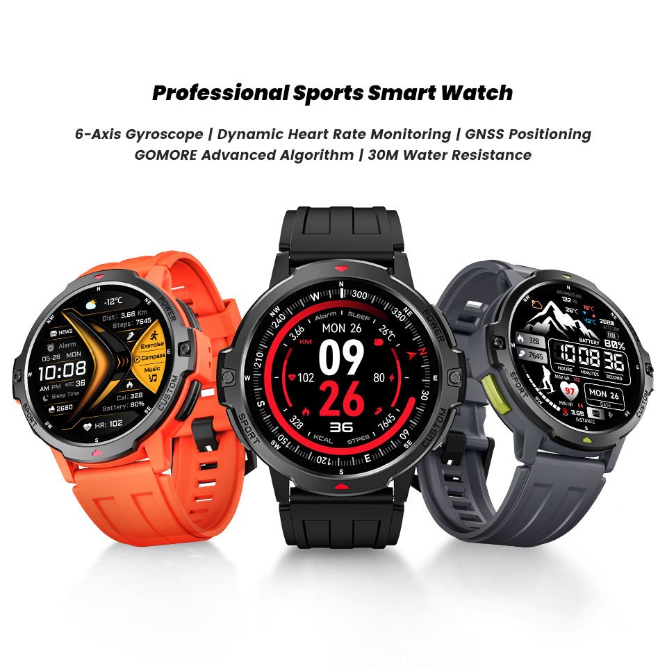 Precision Waterproof 3ATM GPS Heart Rate Fitness Sport Smartwatch
