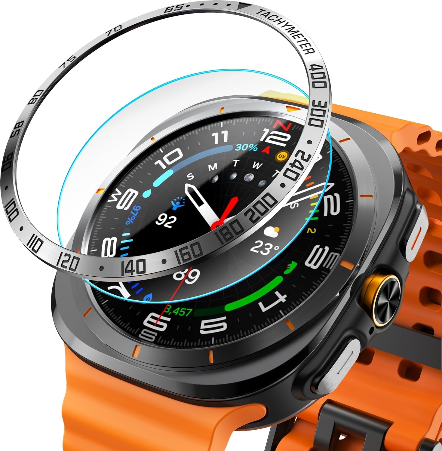 Stainless Metal Bezel Cover for Samsung Galaxy Watch Ultra 47mm with Screen Prot