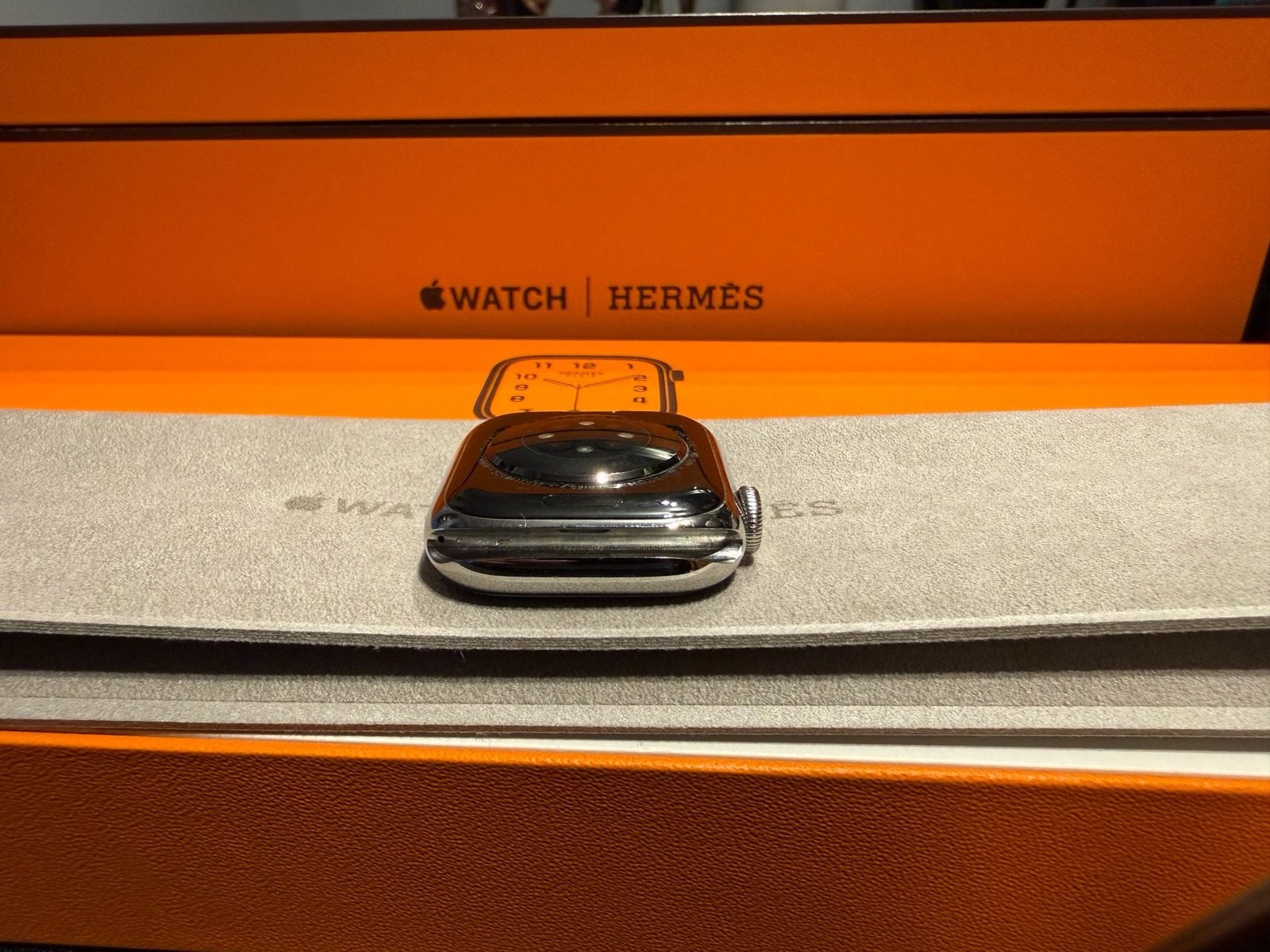 Apple Watch Hermès Series 7 – 41mm Stainless Steel Case with Orange Sport Band