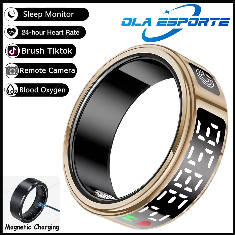 Display Screen Smart Ring Bluetooth Connection Heart Rate Sleep Monitoring Multi