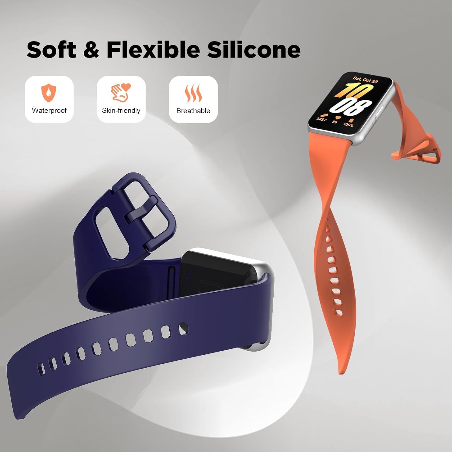 6 Pack Soft Sport Bands for Samsung Galaxy Fit 3 SM-R390, 20mm Replacement Strap