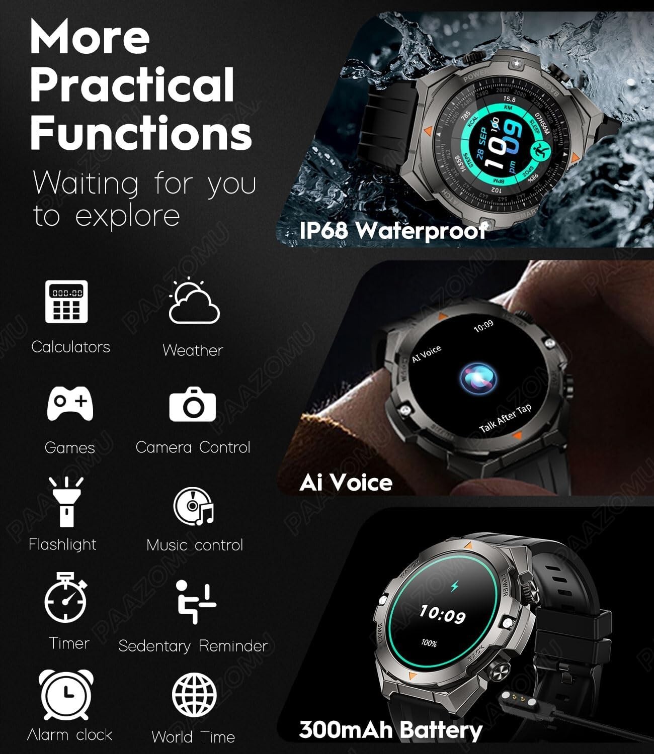 Smart Watch Answer/Make Call 2 Straps 1.46″ HD Screen Fitness Track Android iOS