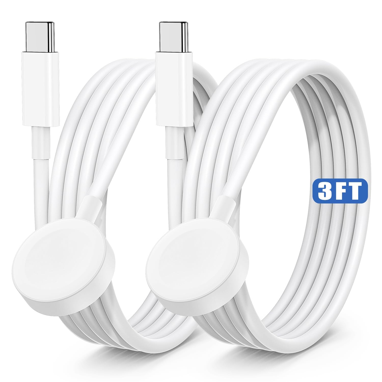 2Pack Apple Watch Charger USB C Magnetic iWatch Charging Cable 3FT White