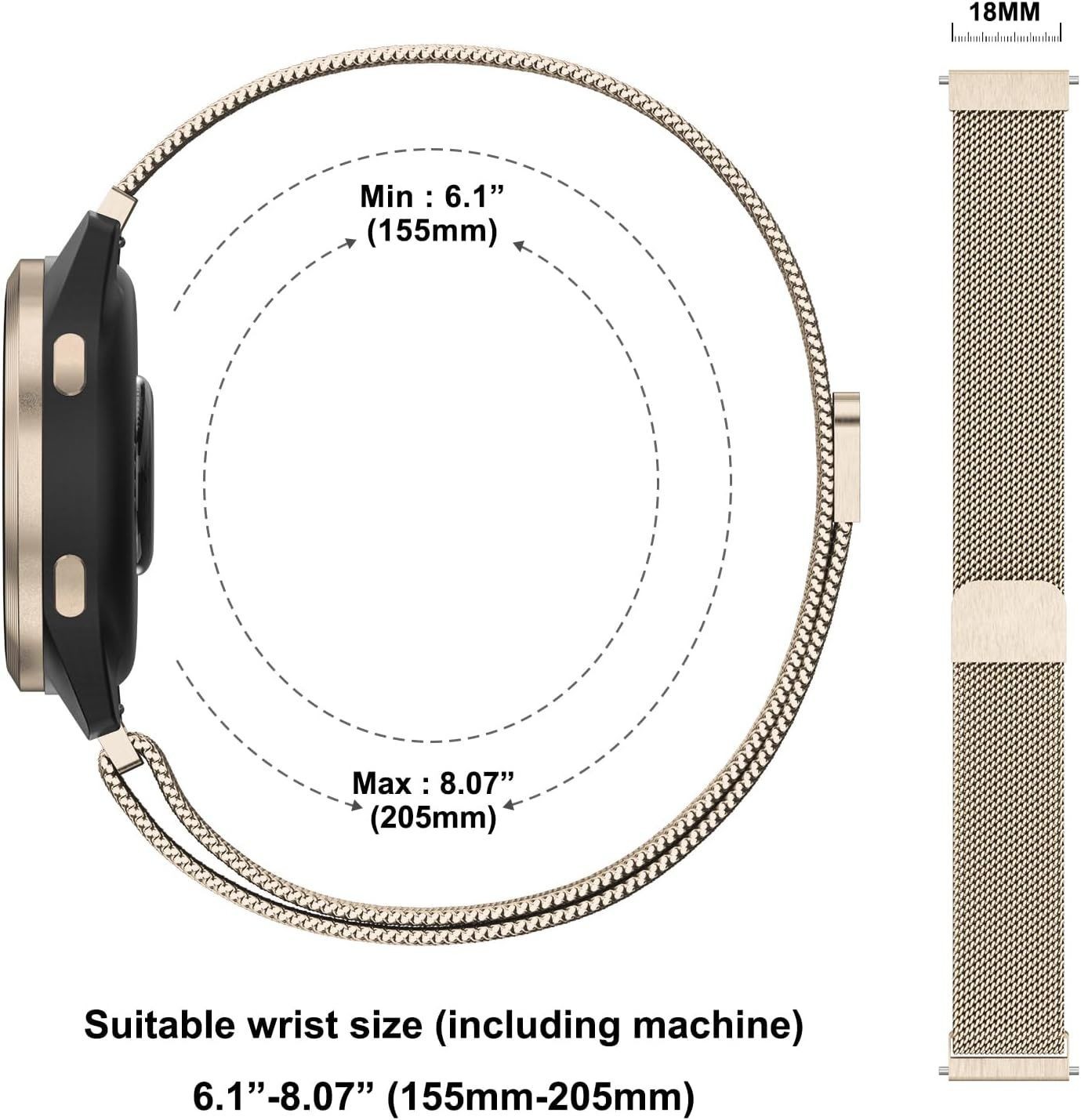 18mm Metal Strap Compatible with Garmin Venu 3S 41mm Quick Release