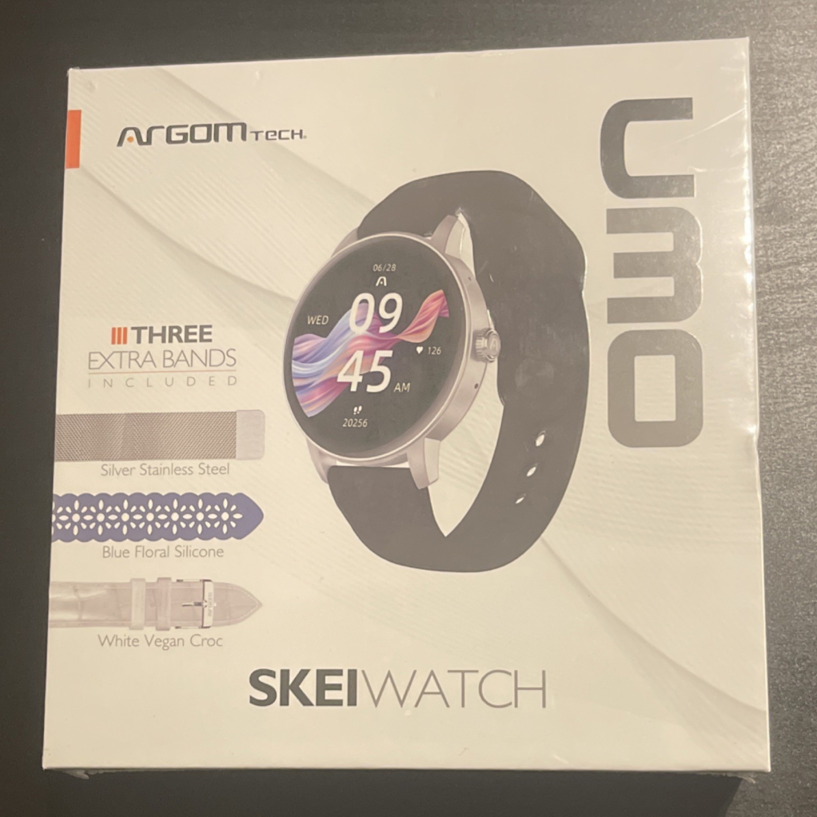 Argom Tech SKEIWATCH C30 Smart Watch, 4 Bands, Fitness Tracker, Android iOS