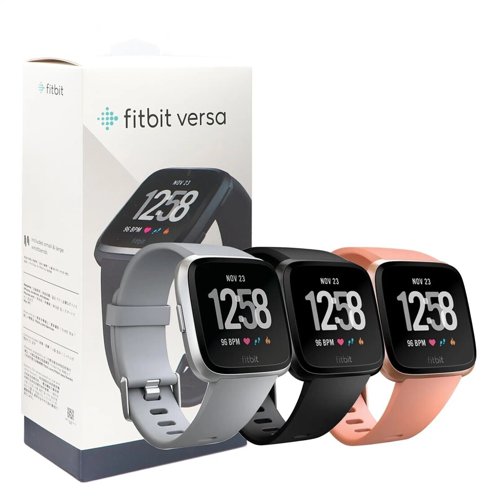 NEW Fitbit Versa Smartwatch Activity Tracker Sleep Heart Rate Monitor +S&L Strap