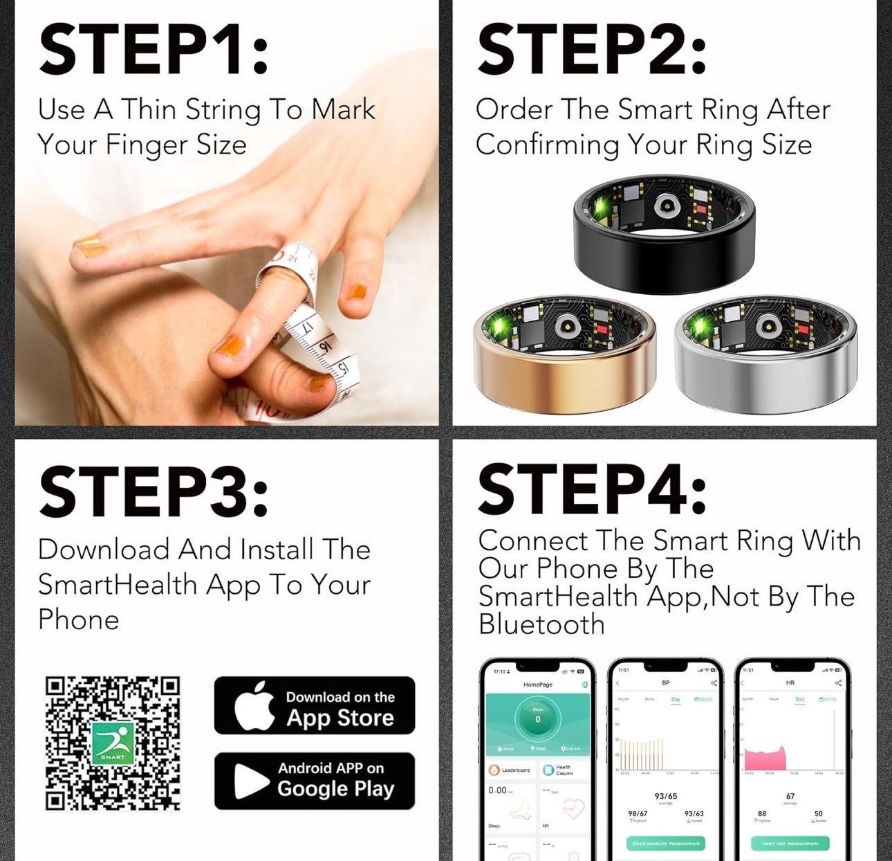 Smart Ring size 8 Android-Tracks: Heart ,Blood Oxygen, Sleep Monitoring,and more
