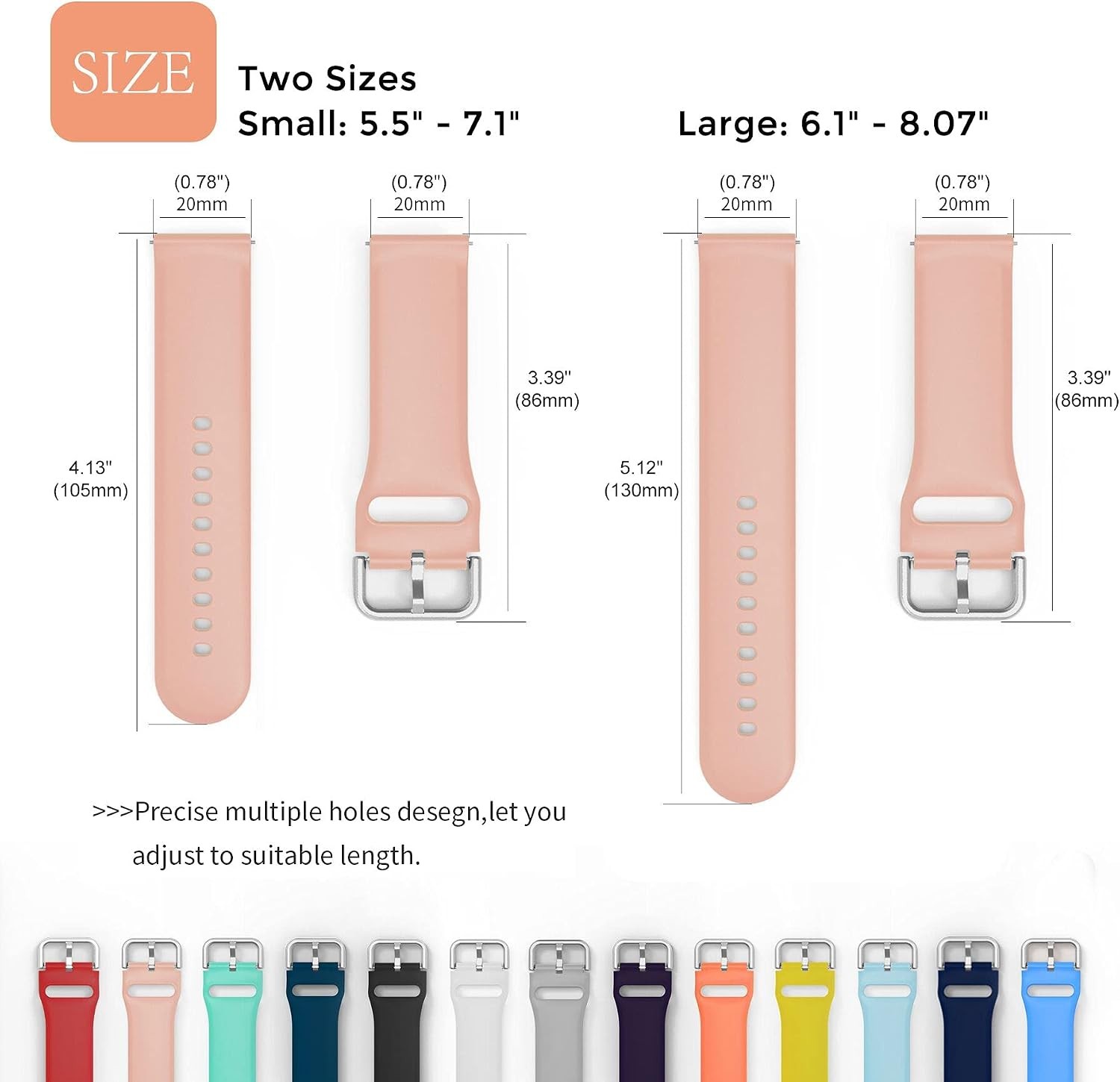 12 Pack 20mm Silicone Strap Compatible with Samsung Galaxy Watch 7 40mm 44mm