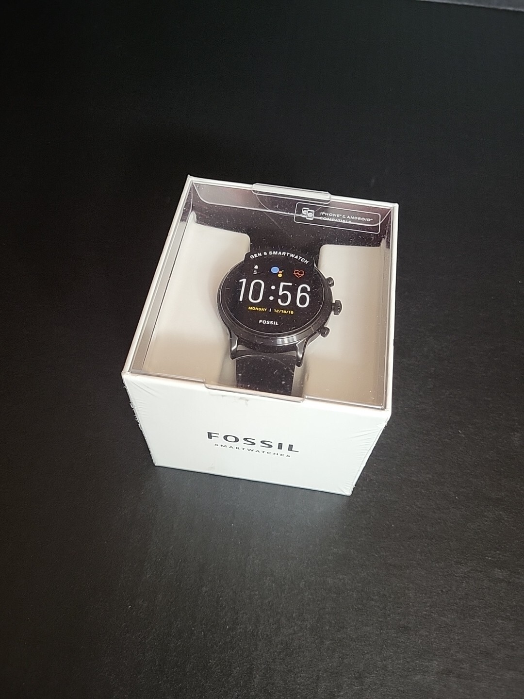Fossil Gen 5 Smartwatch 44 mm Stainless Steel The Carlyle HR Black Silicone Band