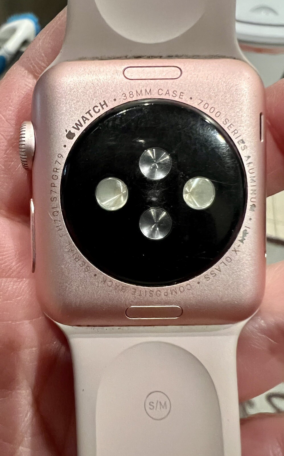 Apple Watch 38 mm RG AL Lavender Sport 7000 series used AS IS working