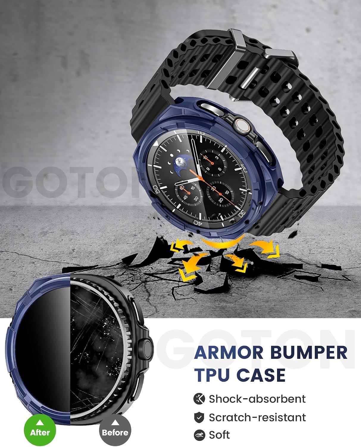 Full Body Bumper Guard 3-Pack Screen Protector for Samsung Galaxy Watch 8 Classi