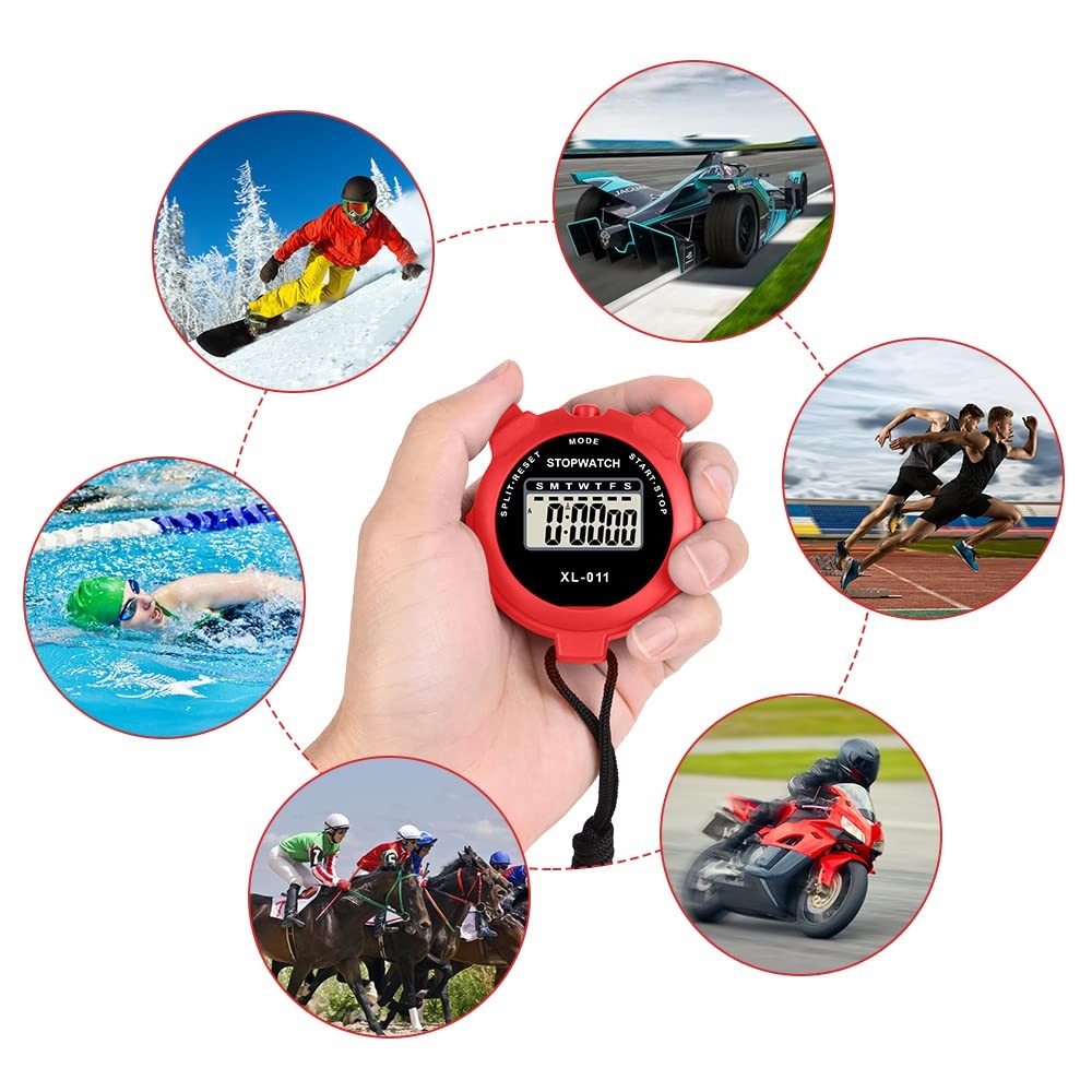 Digital Stopwatch Single Lap Split 12/24 Hour Clock for Coaches Swimming Running
