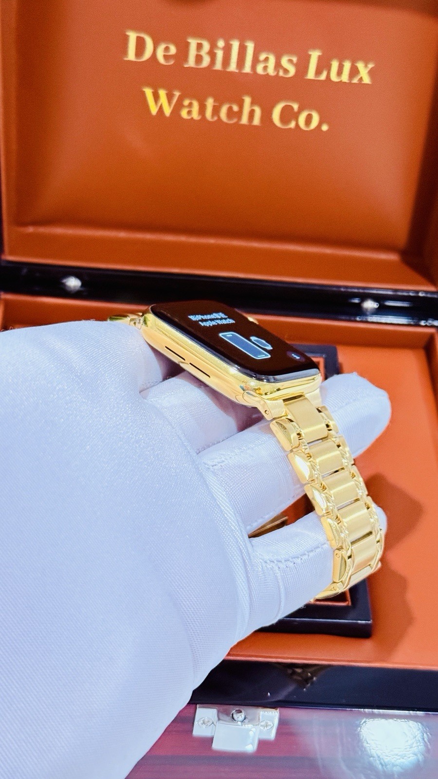 24K Gold Plated 45MM Apple Watch SERIES 9 With Gold Link Lux Finish Band GPS LTE