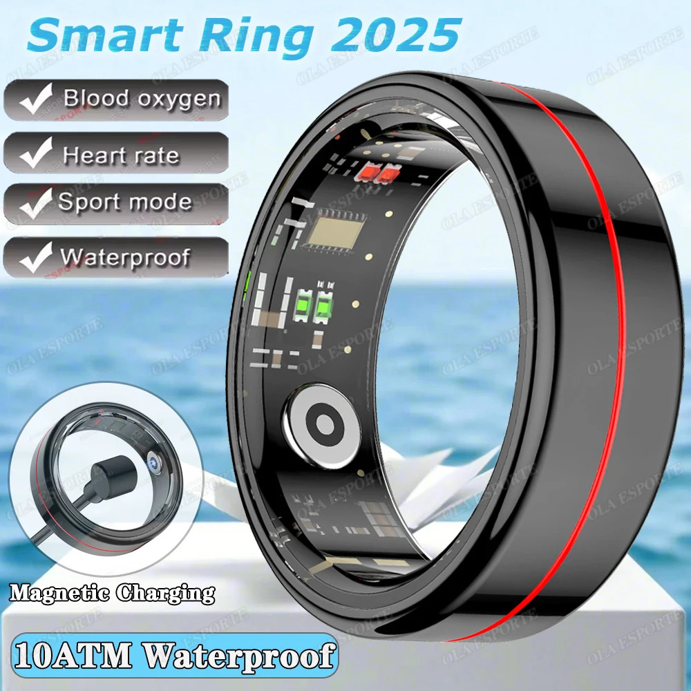 2025 New Smart Ring Blood Pressure Heart Rate Monitoring Smartring IP68 & 5ATM W