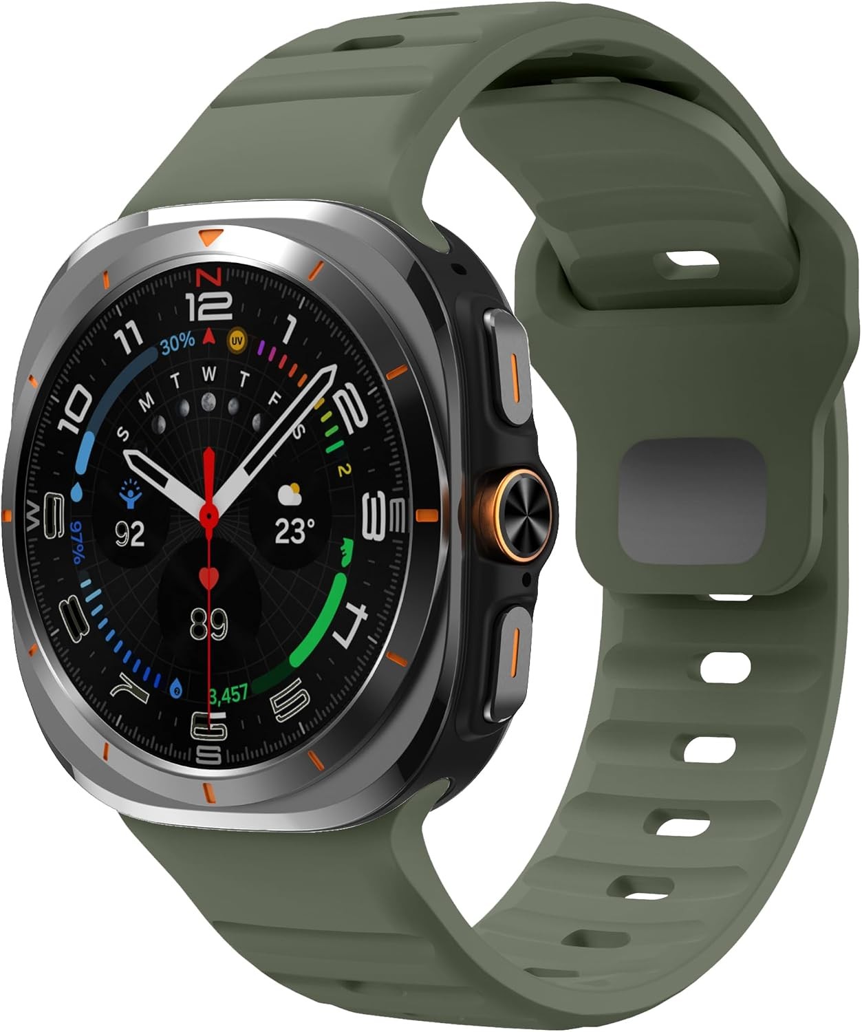 Green Rugged Silicone Sport Band for Samsung Galaxy Watch Ultra 47mm, Unisex