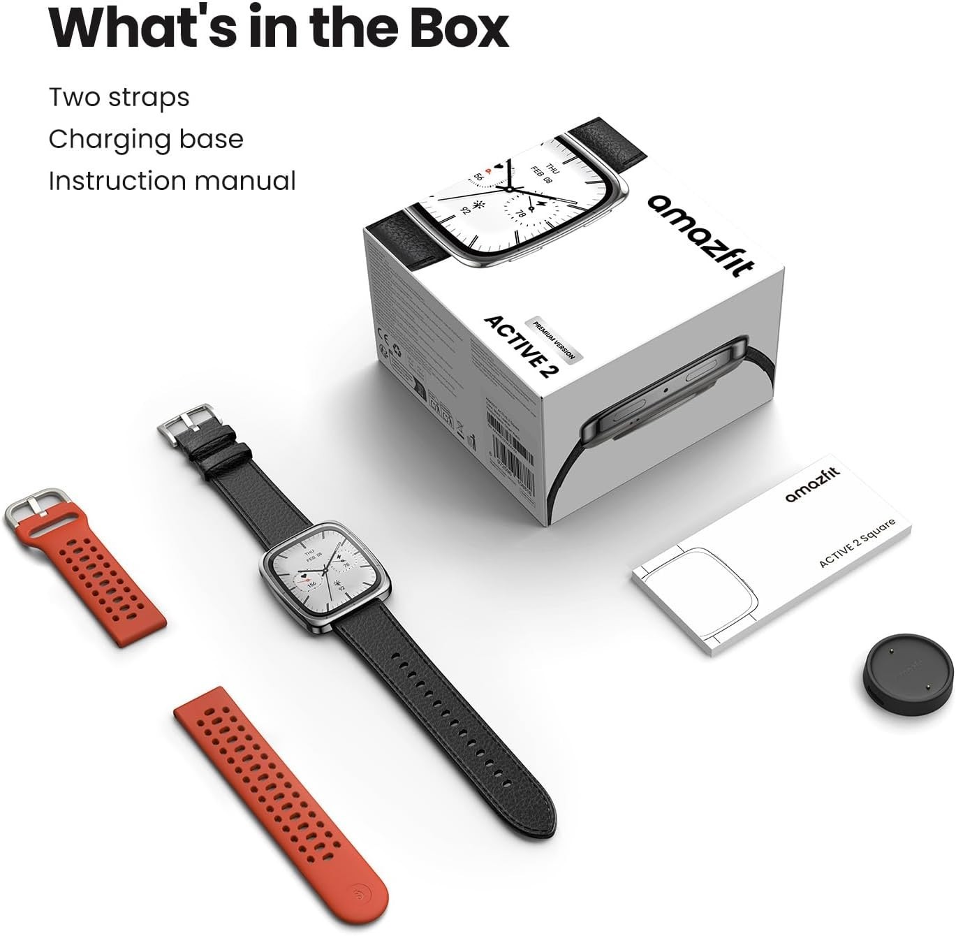 Amazfit Active 2 Premium Smart Watch (Square) , 10 Day Battery, Sapphire Glass