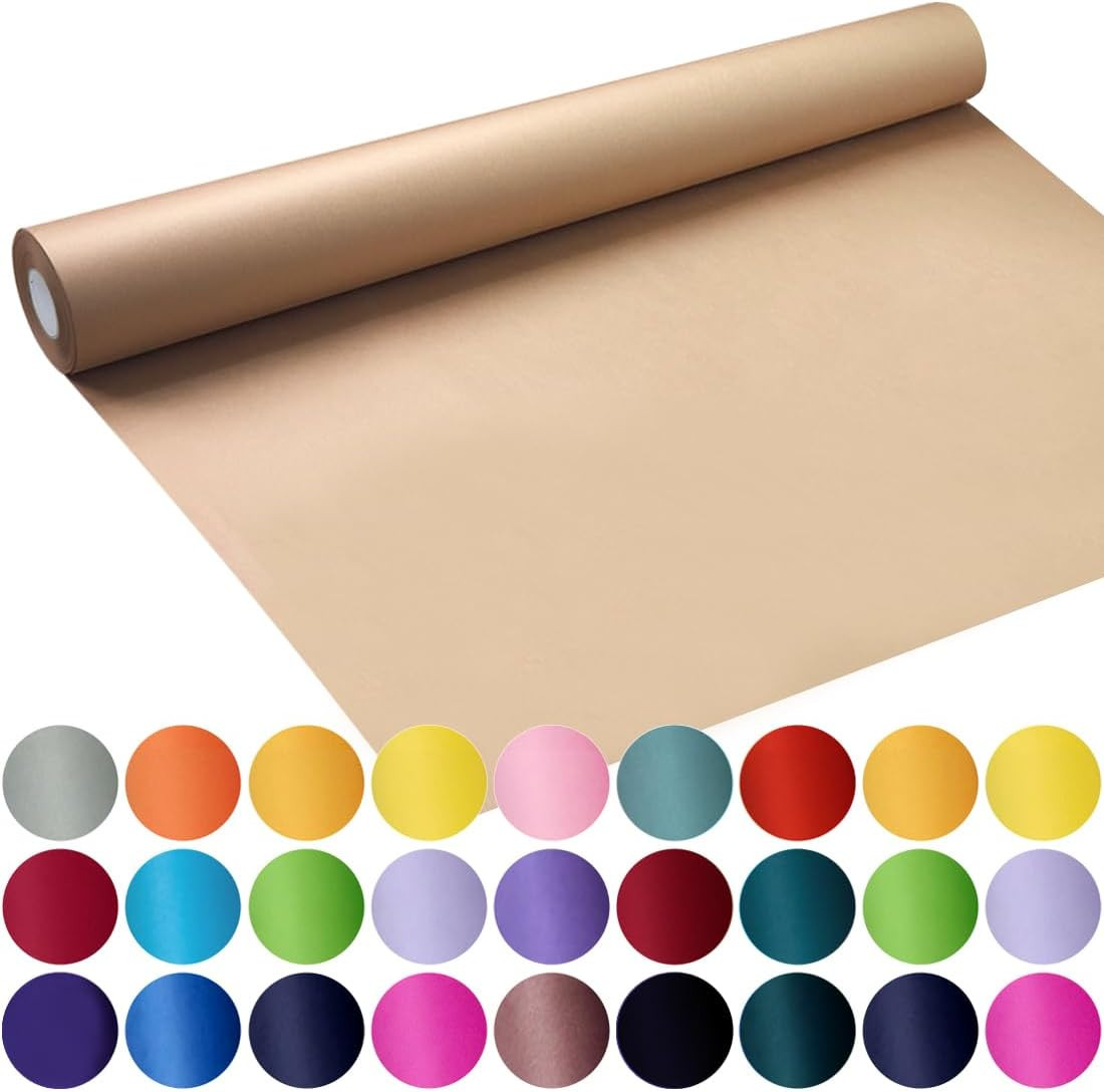 SMART&CASUAL Brown Wrapping Paper Roll 17.8″×1,200″(100′) Kraft Paper for Craft